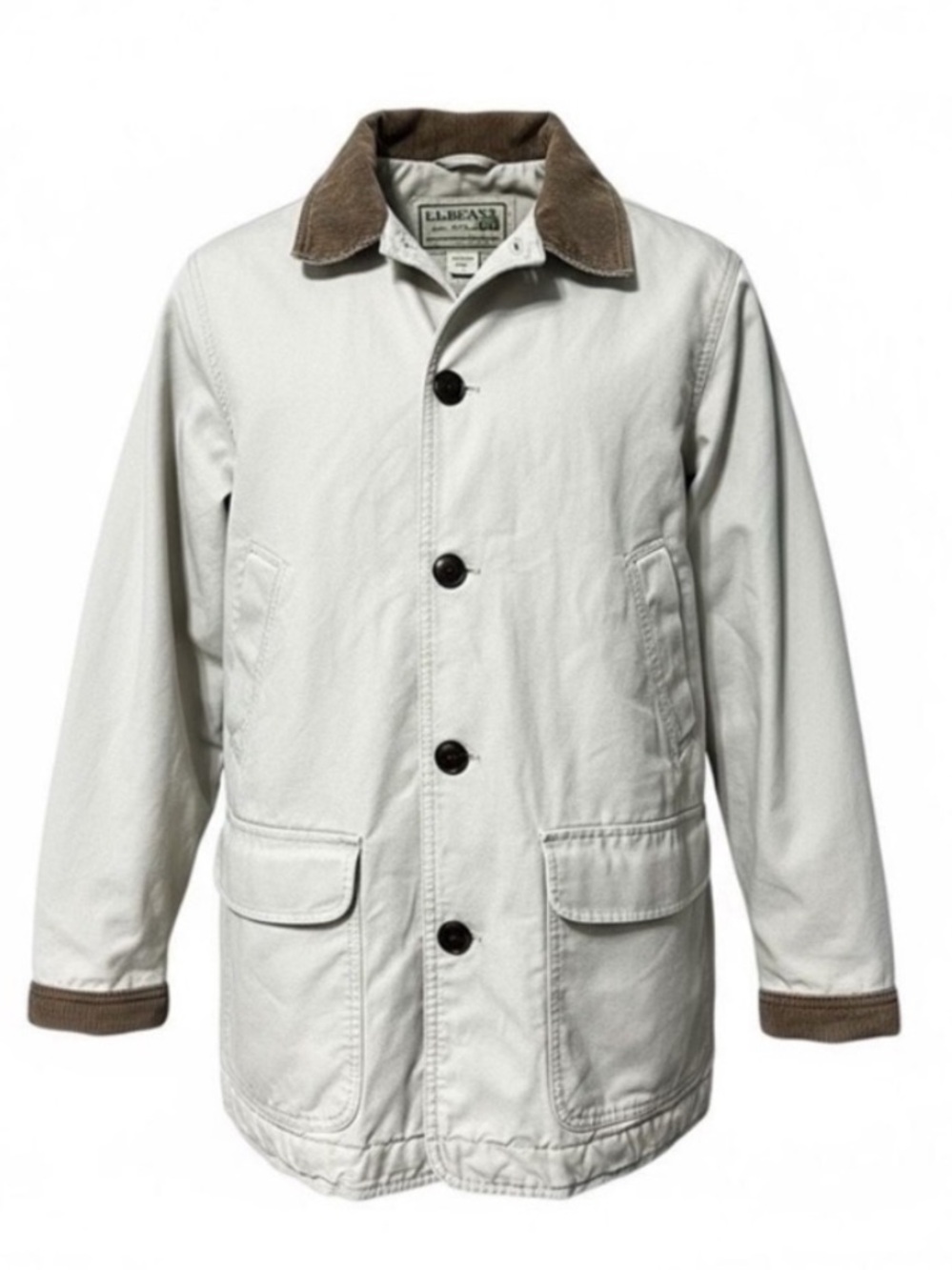 Vintage L.L. Bean Women’s Barn Coat Beige Canvas Quilted Jacket - Size Large
